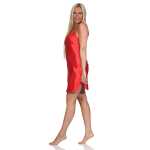 Damen Negligé Satin Nachtkleid Reizwäsche mit Spitze; S M L XL 2XL