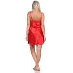 Damen Negligé Satin Nachtkleid Reizwäsche mit Spitze; S M L XL 2XL
