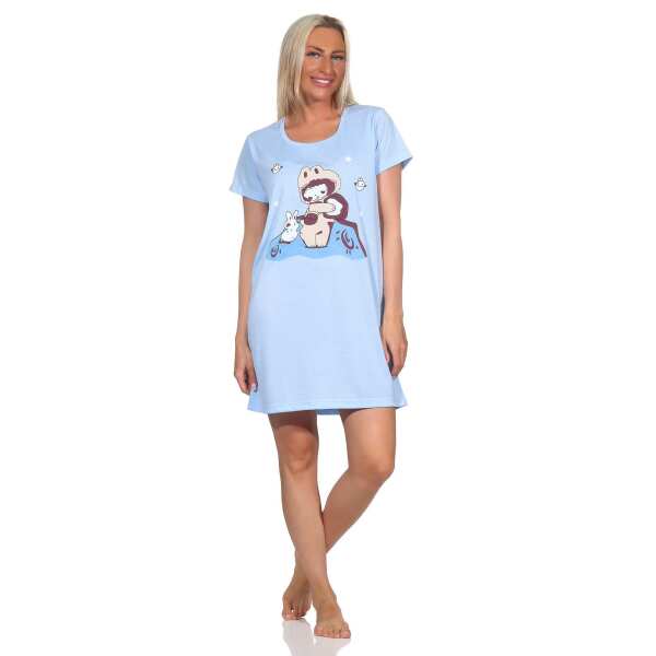Damen Nachthemd Sleepshirt Nachtwäsche;  Hellblau/S/36