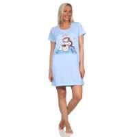 Damen Nachthemd Sleepshirt Nachtwäsche;  Hellblau/S/36
