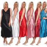 Damen Negligé Satin Nachtkleid Reizwäsche mit...