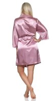 Damen Morgenmantel kurzer Kimono Satin mit Spitze;