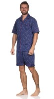 Herren Pyjama Short & Hemd Schlaf-Anzug; Dunkelblau/M