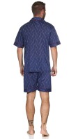 Herren Pyjama Short & Hemd Schlaf-Anzug; Dunkelblau/M