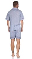 Herren Pyjama Short & Hemd Schlaf-Anzug; Graublau/M