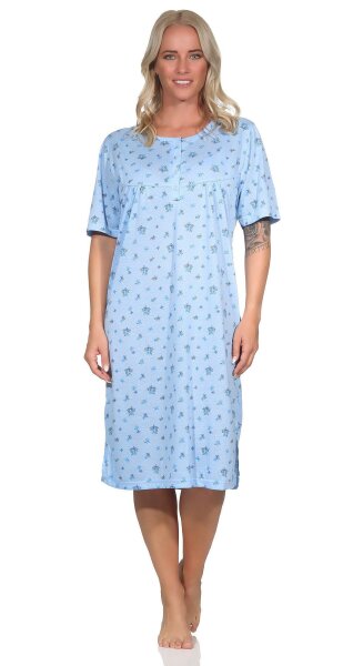 Damen Nachthemd Schlafshirt Nachtwäsche, Blau/L/40