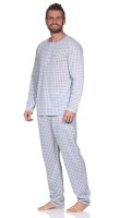 Herren Pyjama Set Shirt & Hose Schlaf-Anzug Nachthemd,  Grau/2XL/54