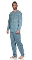 Herren Pyjama Set Shirt & Hose Schlaf-Anzug Nachthemd,  Petrol/L/50