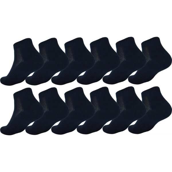 12 Paar Sport Frottee Sneaker Socken Herren Damen Quarter Socks Kurzsocken Halbsocken Baumwolle 12 Paar, Dunkelblau/43-46