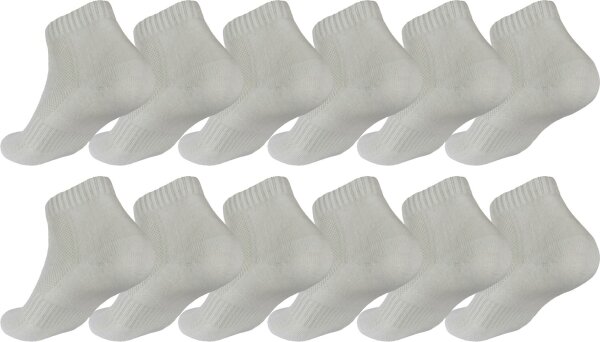 12 Paar Sport Frottee Sneaker Socken Herren Damen Quarter Socks Kurzsocken Halbsocken Baumwolle 12 Paar, Weiß/35-38