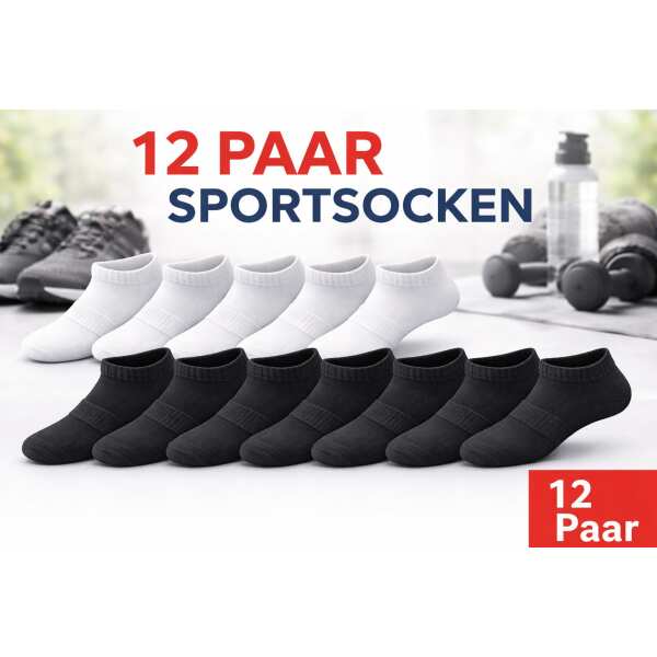 12 Paar Sportsocken Damen Herren Sneaker Socken atmungsaktiv,