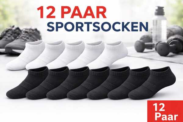 12 Paar Sportsocken Damen Herren Sneaker Socken atmungsaktiv,