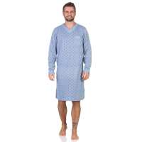 Herren Nachthemd mit langen Ärmeln und V-Ausschnitt, Graublau/M