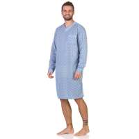 Herren Nachthemd mit langen Ärmeln und V-Ausschnitt, Graublau/M