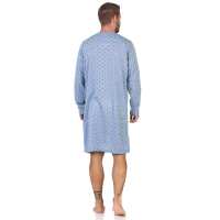Herren Nachthemd mit langen Ärmeln und V-Ausschnitt, Graublau/M
