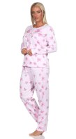 Damen Thermo Pyjama lang zweiteiliger Schlafanzug Rosa/XL