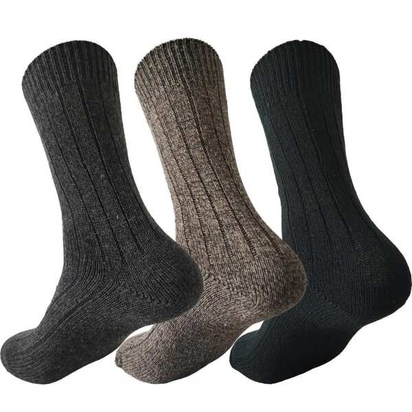 3 Paar Arbeiter-Socken Work Wollsocken Strick, 3 Paar, D.Grün, D.Grau.Beige/43-46
