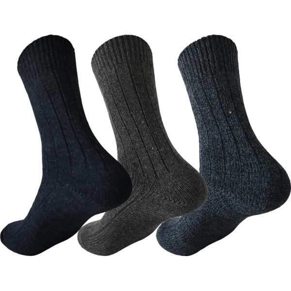 3 Paar Arbeiter-Socken Work Wollsocken Strick, 3 Paar, D-Blau, D.Grau, D-B-Meliert/43-46