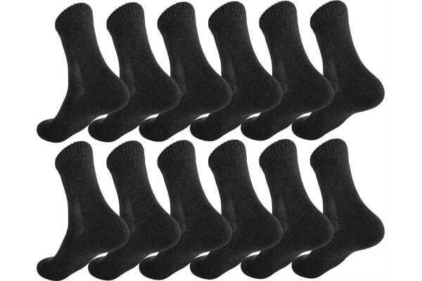 12 Paar Sport Frottee Socken Herren Damen Baumwolle; Dunkelgrau/39-42