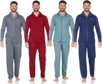 Herren Pyjama Set Hemd & Hose Schlaf-Anzug Nachthemd,...