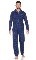 Herren Pyjama Set Hemd & Hose Schlaf-Anzug Nachthemd, Dunkelblau/2XL/54