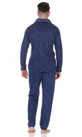 Herren Pyjama Set Hemd & Hose Schlaf-Anzug Nachthemd, Dunkelblau/2XL/54