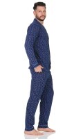 Herren Pyjama Set Hemd & Hose Schlaf-Anzug Nachthemd, Dunkelblau/L/50