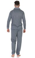 Herren Pyjama Set Hemd & Hose Schlaf-Anzug Nachthemd, Dunkelgrau/M/48