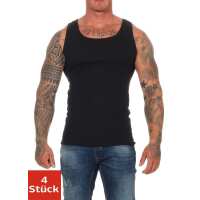 4 Stück Unterhemd Feinripp 100% Baumwolle; Schwarz/4XL