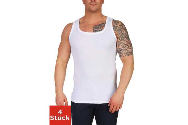 4 Stück Unterhemd Feinripp 100% Baumwolle; Weiß/4XL