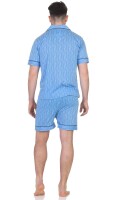 Herren Pyjama Short & Hemd Schlaf-Anzug; Blau/L