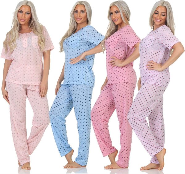 Damen Pyjama zweiteiliger Schlafanzug Nachtwäsche, Gr. M L XL 2XL