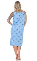 Damen Nachthemd Sleepshirt Nachtwäsche ohne Ärmel; Blau/2XL/44