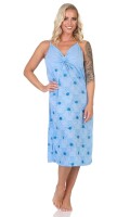 Damen Nachthemd Sleepshirt Nachtwäsche ohne Ärmel; Blau/L/40