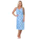 Damen Nachthemd Sleepshirt Nachtwäsche ohne Ärmel; Blau/XL/42