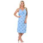 Damen Nachthemd Sleepshirt Nachtwäsche ohne Ärmel; Blau/XL/42