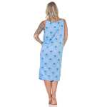 Damen Nachthemd Sleepshirt Nachtwäsche ohne Ärmel; Blau/XL/42