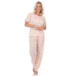Damen Pyjama 2tlg. lange Hose Shirt in kurzen Ärmeln; Gr. M L XL 2XL