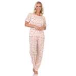 Damen Pyjama 2tlg. lange Hose Shirt in kurzen Ärmeln; Gr. M L XL 2XL
