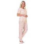 Damen Pyjama 2tlg. lange Hose Shirt in kurzen Ärmeln; Gr. M L XL 2XL