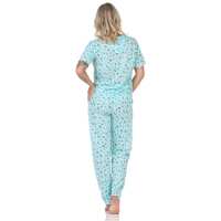 Damen Pyjama 2tlg. lange Hose Shirt in kurzen Ärmeln; Grün/XL/42