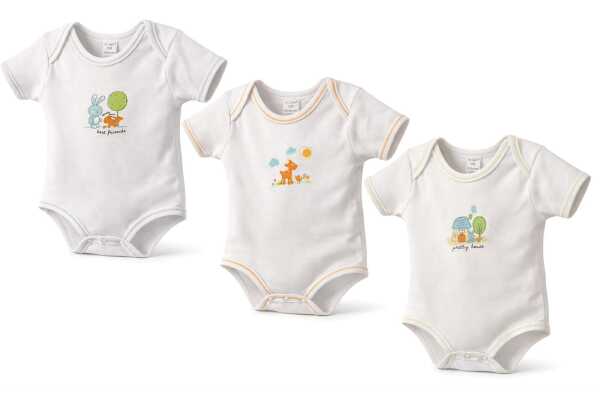 Baby Kurzarmbody 3er-Pack 100% Baumwolle Bodys Kurzärmelig;  Weiß/12-18 Monate