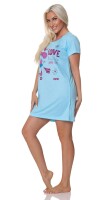 Damen Bigshirt Nachthemd Sleepshirt Nachtwäsche; Türkis/L/40