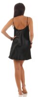 Damen kurzes Satin Negligé Nachtkleid Nachthemd Satin; S M L XL 2XL