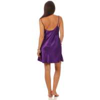 Damen kurzes Satin Negligé Nachtkleid Nachthemd Satin; S M L XL 2XL