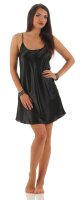Damen kurzes Satin Negligé Nachtkleid Nachthemd Satin; S M L XL 2XL