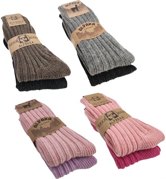 2 Paar Alpaka Socken Wollsocken Damen & Herren Wintersocken, 35-38 39-42 43-46