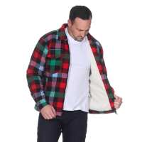 Herren Holzfäller Hemd Thermohemd gefüttert Sweatshirt Kariert Jacke, Grün/Rot/M