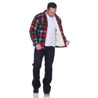 Herren Holzfäller Hemd Thermohemd gefüttert Sweatshirt Kariert Jacke, Grün/Rot/M