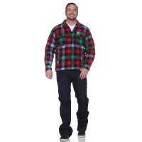 Herren Holzfäller Hemd Thermohemd gefüttert Sweatshirt Kariert Jacke, Grün/Rot/M